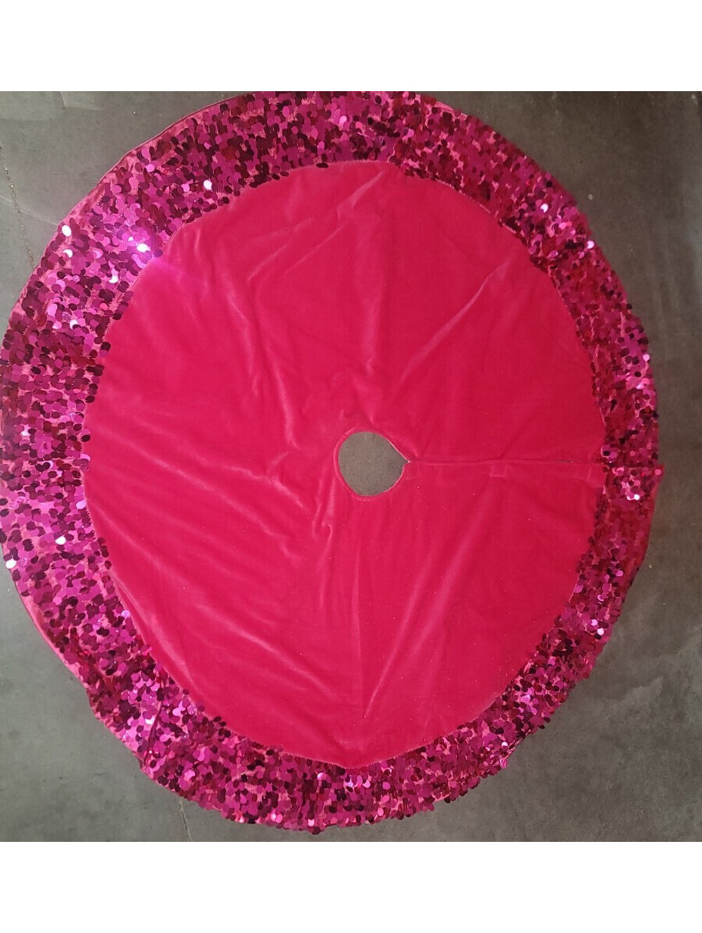 WONDERSHOP CHRISTMAS PINK VELEVET & SEQUIN TREE SKIRT FABRIC HOLIDAY DECOR